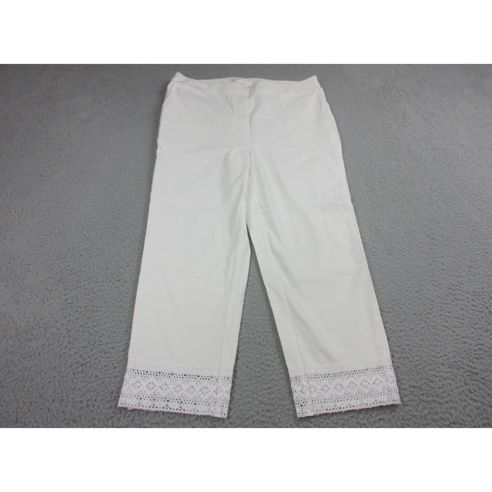 Stella Parker Pants Womens Medium White Capri Cropped Stretch Crochet 30x22 NEW